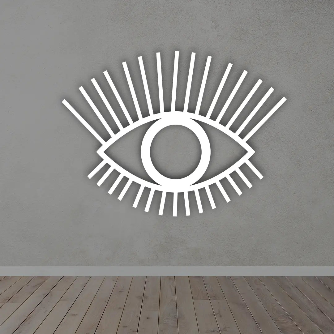 Evil Eye Metal Sign in white Color