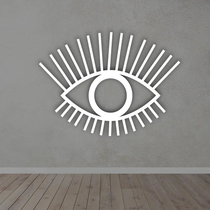 Evil Eye Metal Sign in white Color