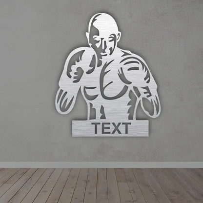 Boxer Custom Metal Sign in Silver colour mounted on wall 