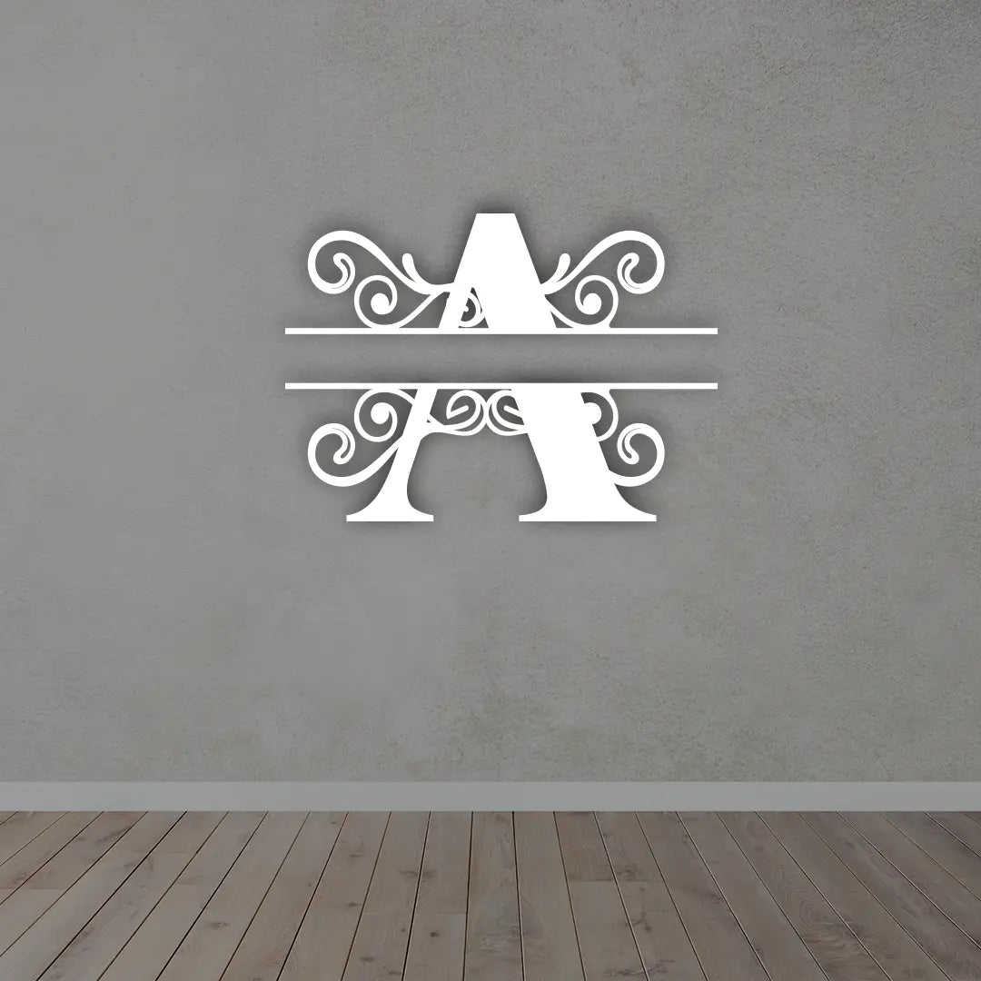 Personalize Metal Name Sign in White colour mounted on wall 