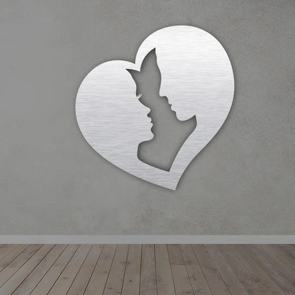 Couple In Heart Metal Wall Art in silver colour 