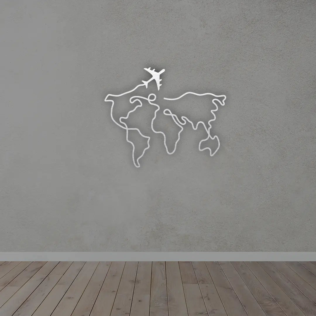 World Maps Metal wall art in silver colour