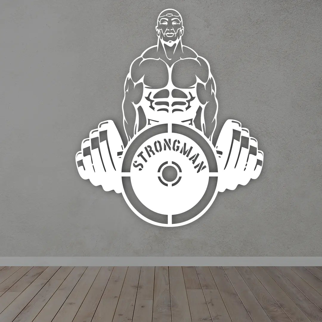 Strong Man Metal Wall Art in white color