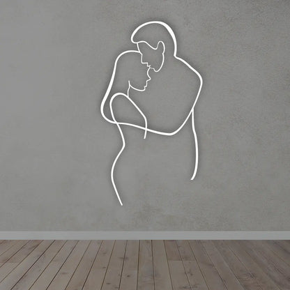 Couple Hugging Metal Wall Art in white colour
