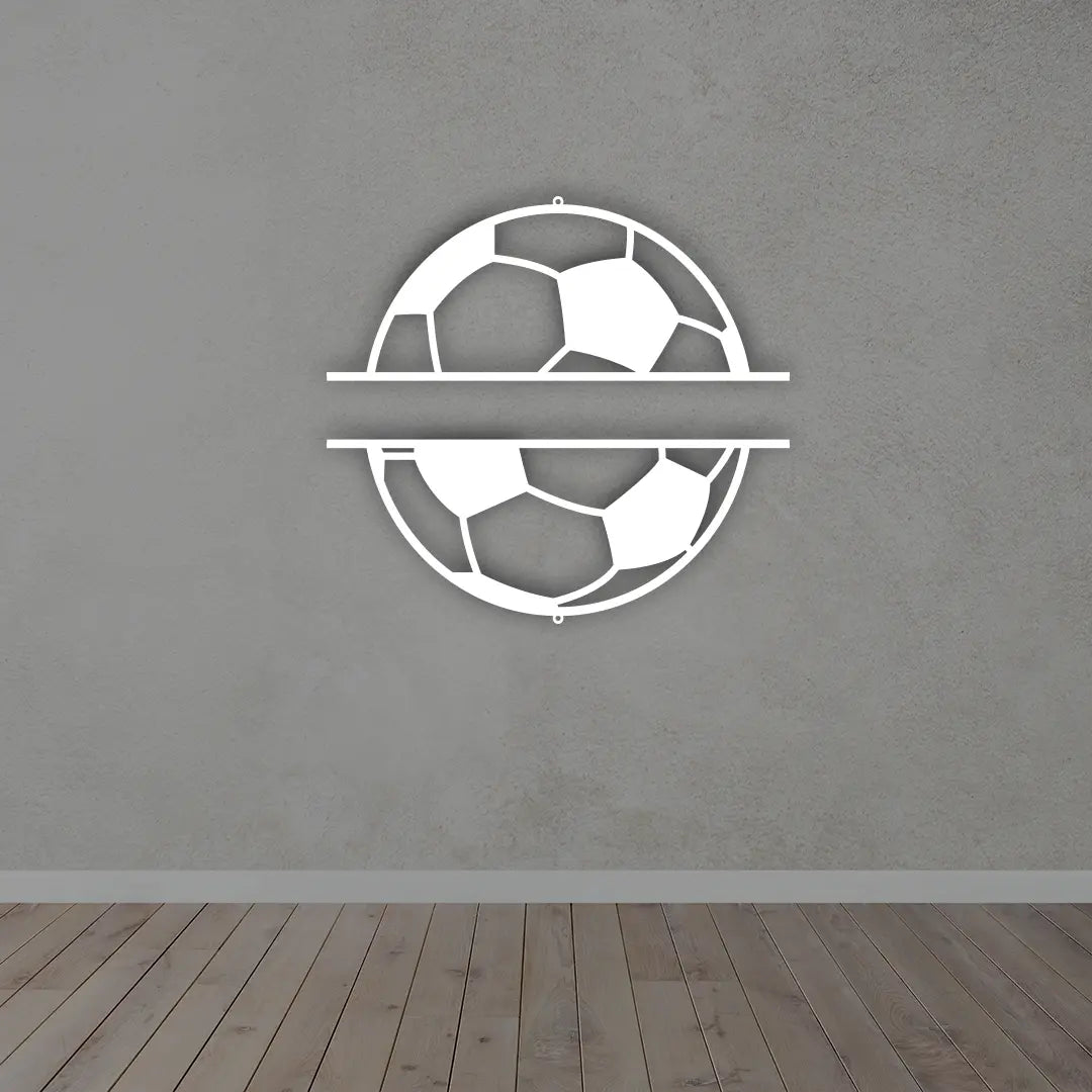 Personalized Football Metal Sign in White Colour mounted on wall