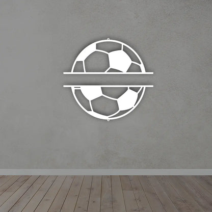 Personalized Football Metal Sign in White Colour mounted on wall