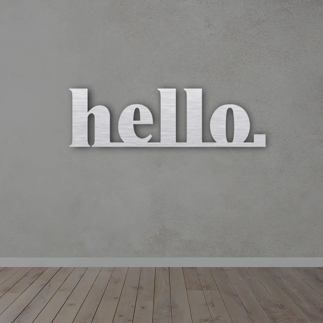Hello Metal wall art in silver colour