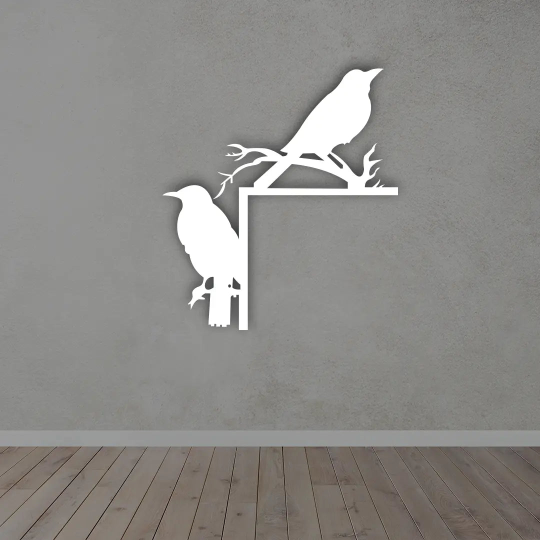 Starling Bird Metal wall art in white colour