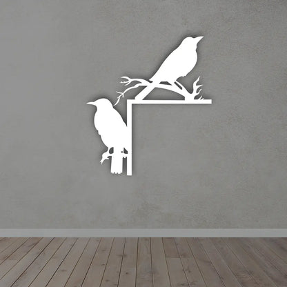 Starling Bird Metal wall art in white colour