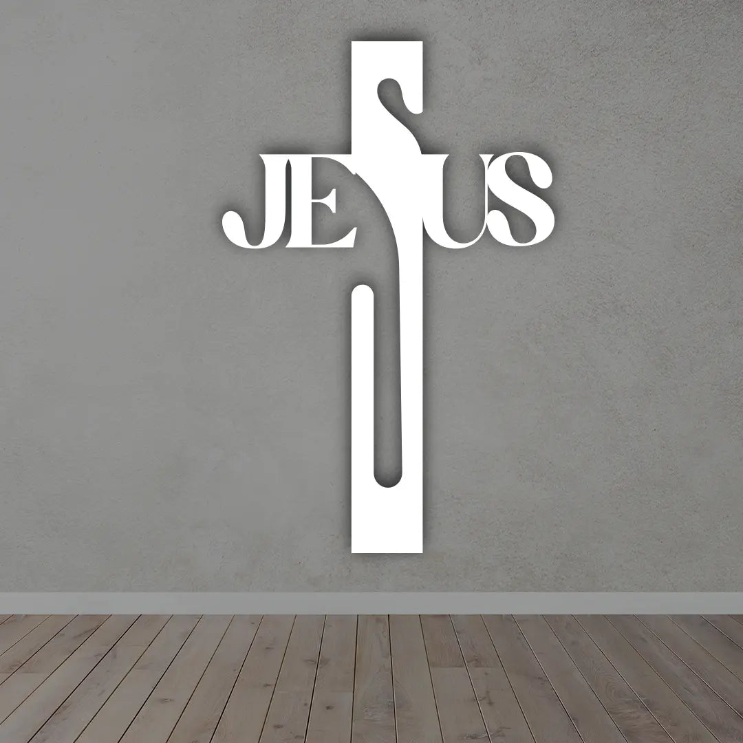 Cross Metal Wall Art in white colour