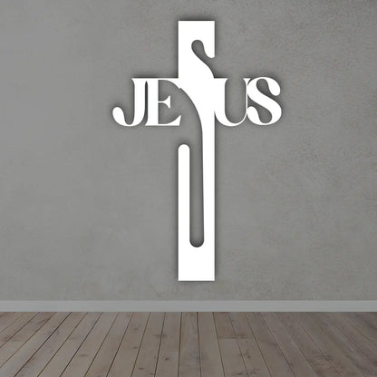 Cross Metal Wall Art in white colour