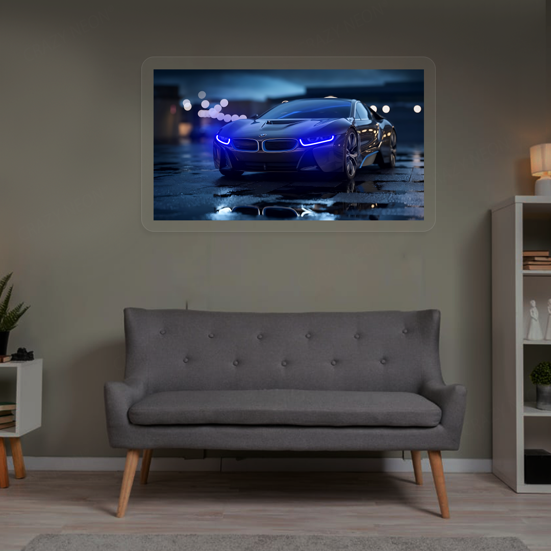 BMW i8 Coupe Neon Artwork | Blue