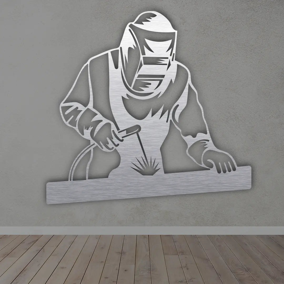 Garage Metal Wall Art in brushed silver finish