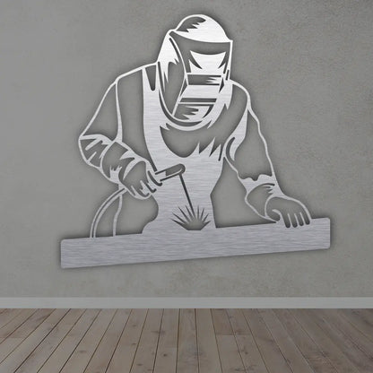 Garage Metal Wall Art in brushed silver finish