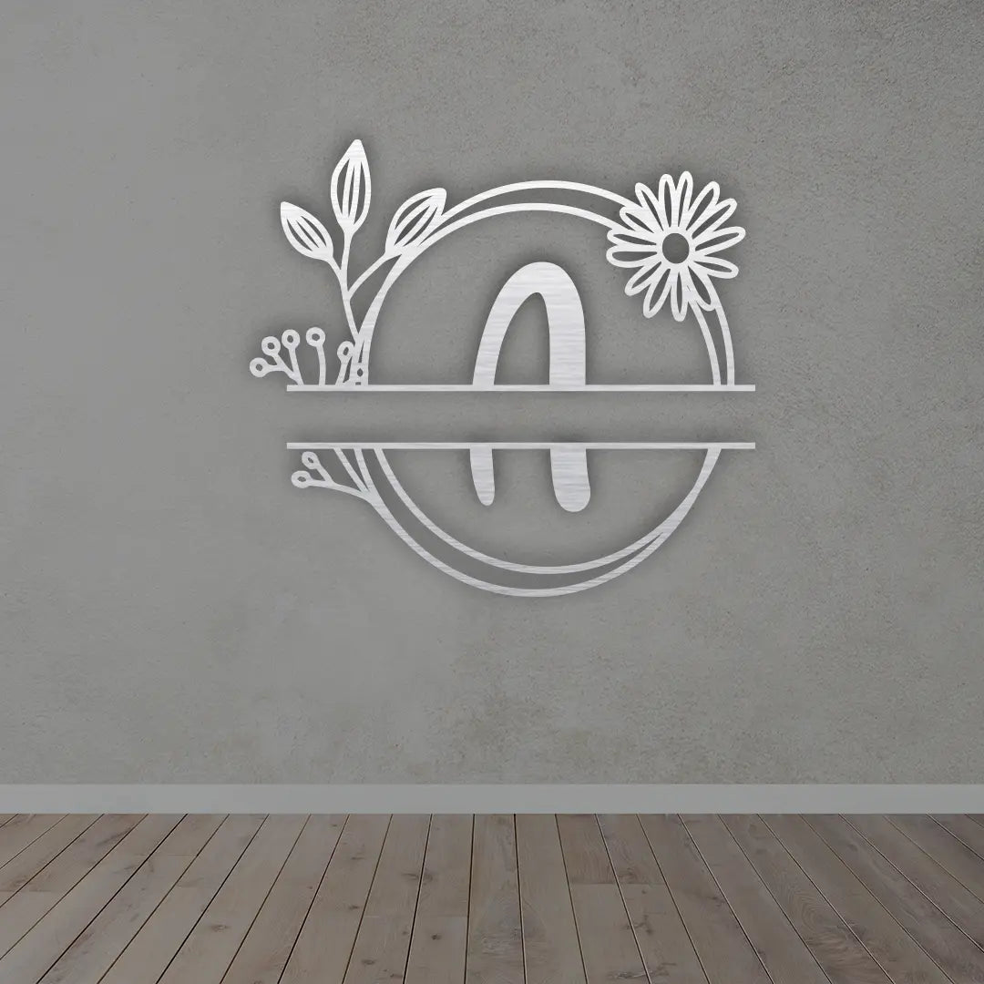 Personalized Metal Name Sign in Silver colour mounted on wall 