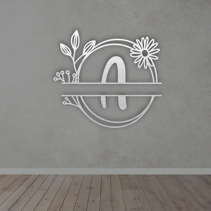 Personalized Metal Name Sign in Silver colour mounted on wall 