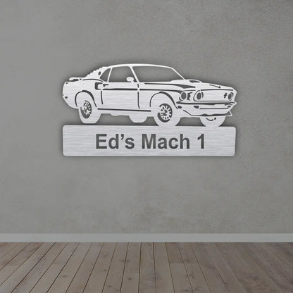 Metal Car Signs for Garage in Silver colour mounted on wall 