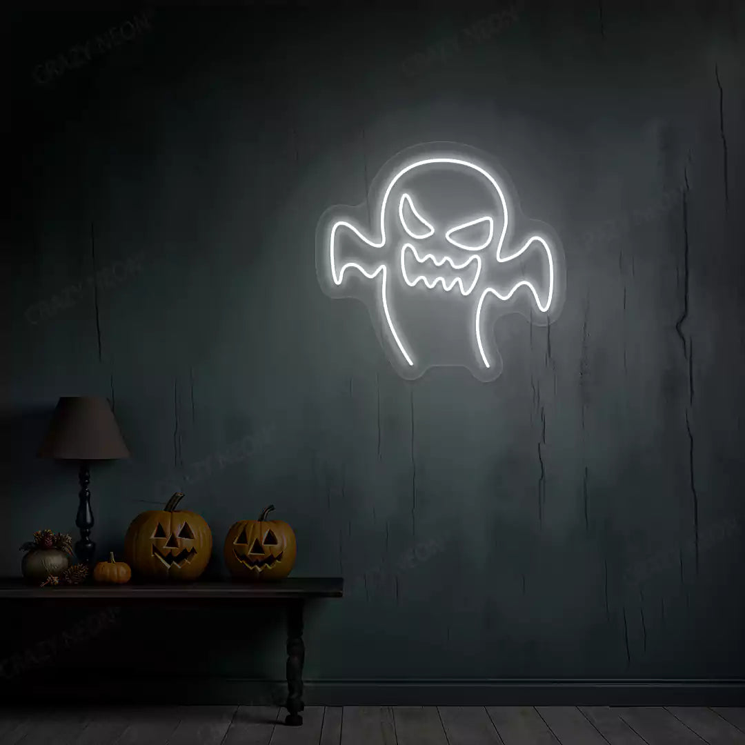 Evil Ghost Neon Sign | White