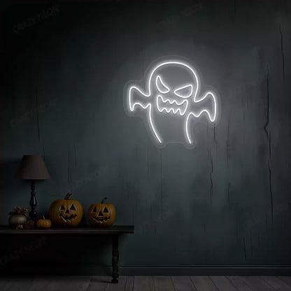 Evil Ghost Neon Sign | White