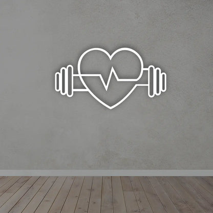 Dumbbell Love Metal wall art in white colour