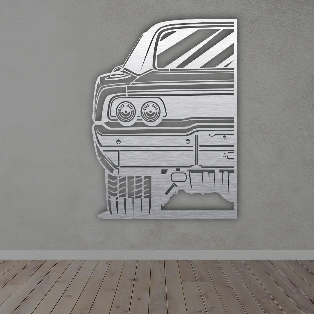 Charger RT Car Silhouette Metal Wall Art in Brushed silver Finish