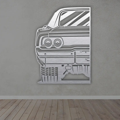 Charger RT Car Silhouette Metal Wall Art in Brushed silver Finish