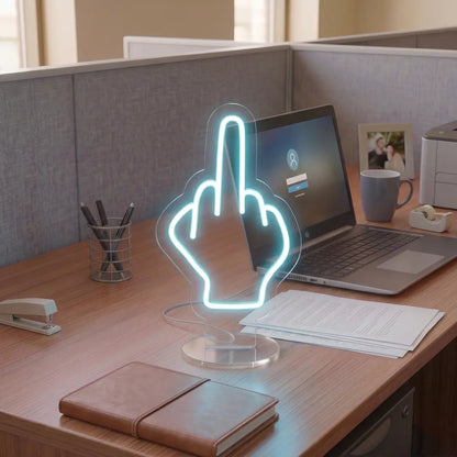 F OFF Mini Neon Sign in Iceblue color