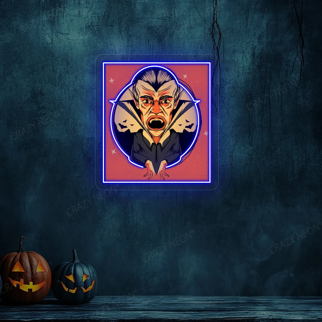 Dracula Halloween Neon Artwork | Blue