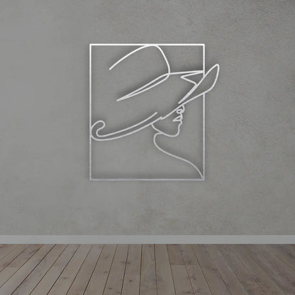 Lady Hat metal wall art in White colour 