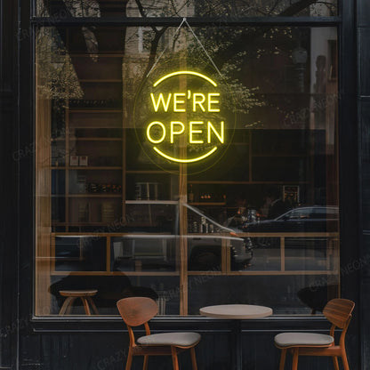 We're Open Neon Sign