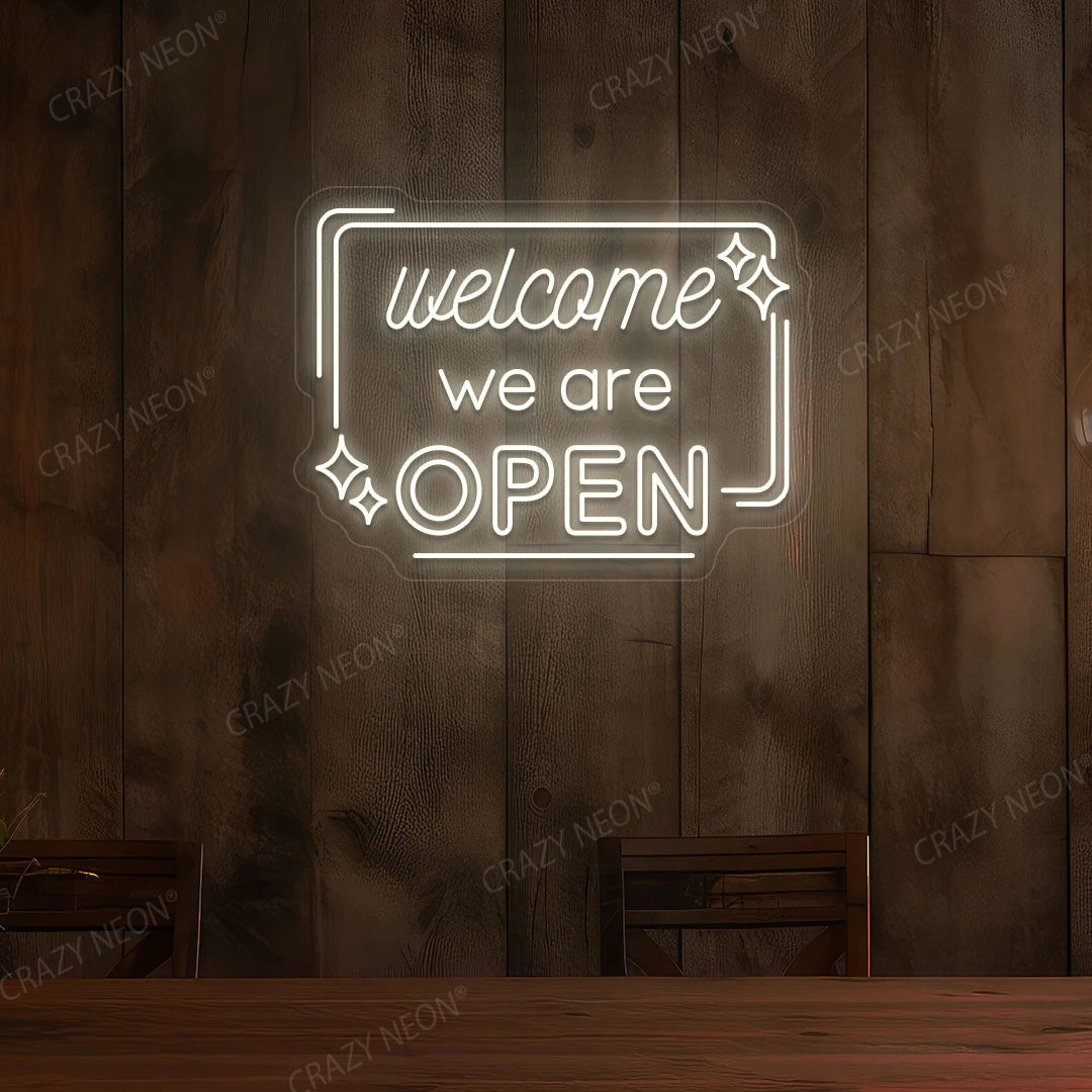 Welcome We are Open Neon Sign | Warmwhite