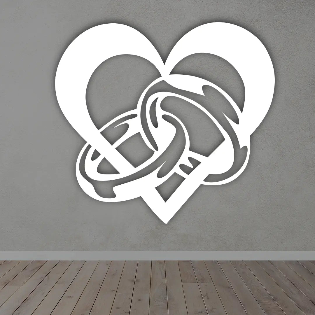 Heart Ring Metal Sign in White Color