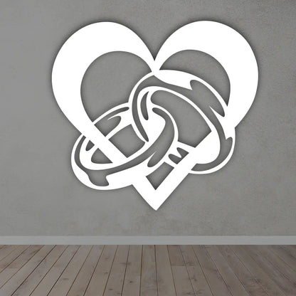 Heart Ring Metal Sign in White Color