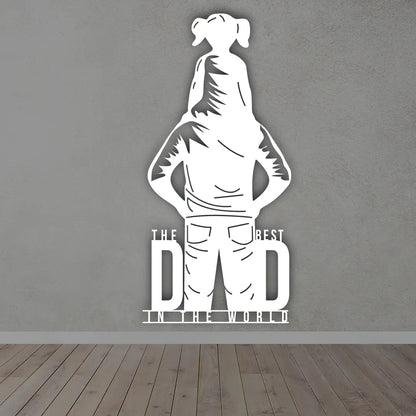 The Best Dad In The World metal monogram sign in white colour 