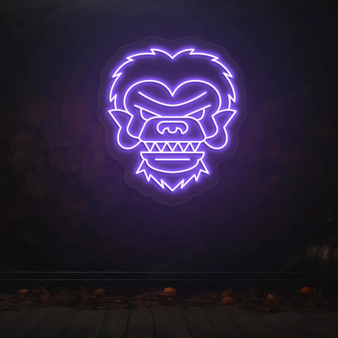 Werewolf Face Neon Sign | Purple