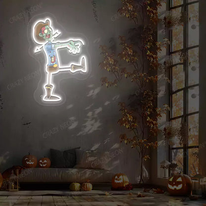 Cowboy Zombie Neon Artwork | White