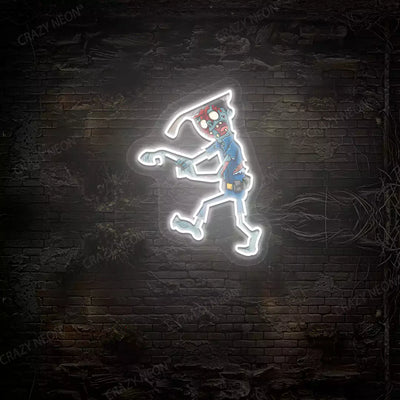 Zombie Walker Neon Artwork | White