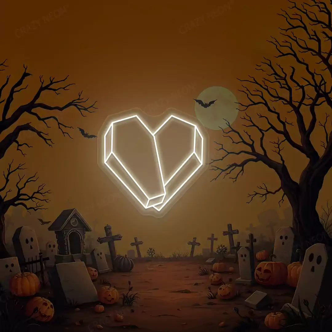 Coffin Heart Neon Sign | Warmwhite