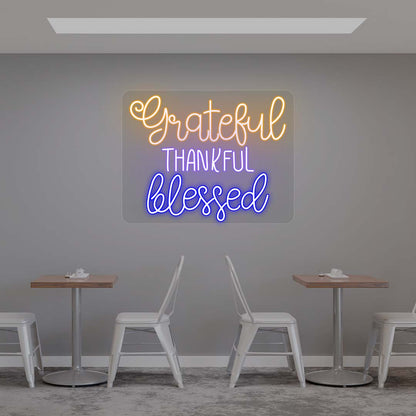 Grateful Thankful Blessed - Multicolor Neon Sign | CNUS021304