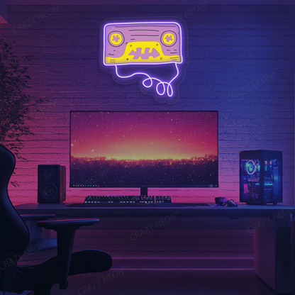 Throwback Cassette Tape Neon Artwork | Purple