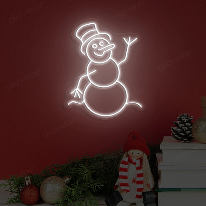 Jolly Snowman Neon Sign | White