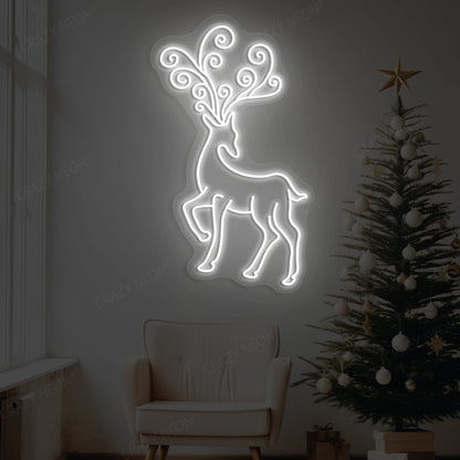 Regal Swirl Antler Reindeer Neon Sign  | Warm white