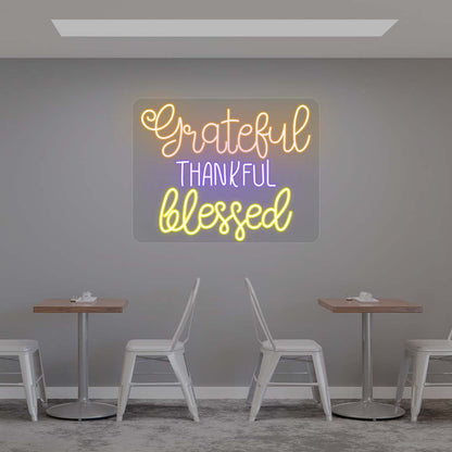 Grateful Thankful Blessed - Multicolor Neon Sign | CNUS021304