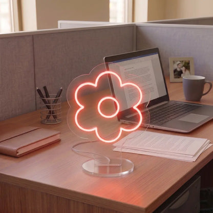 Daisy Flower Mini Neon Sign in Red Color