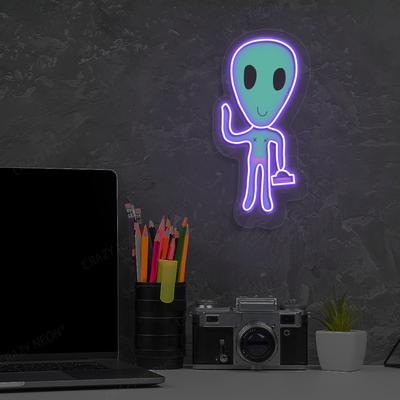 Alien Buddy Neon Artwork | Purple