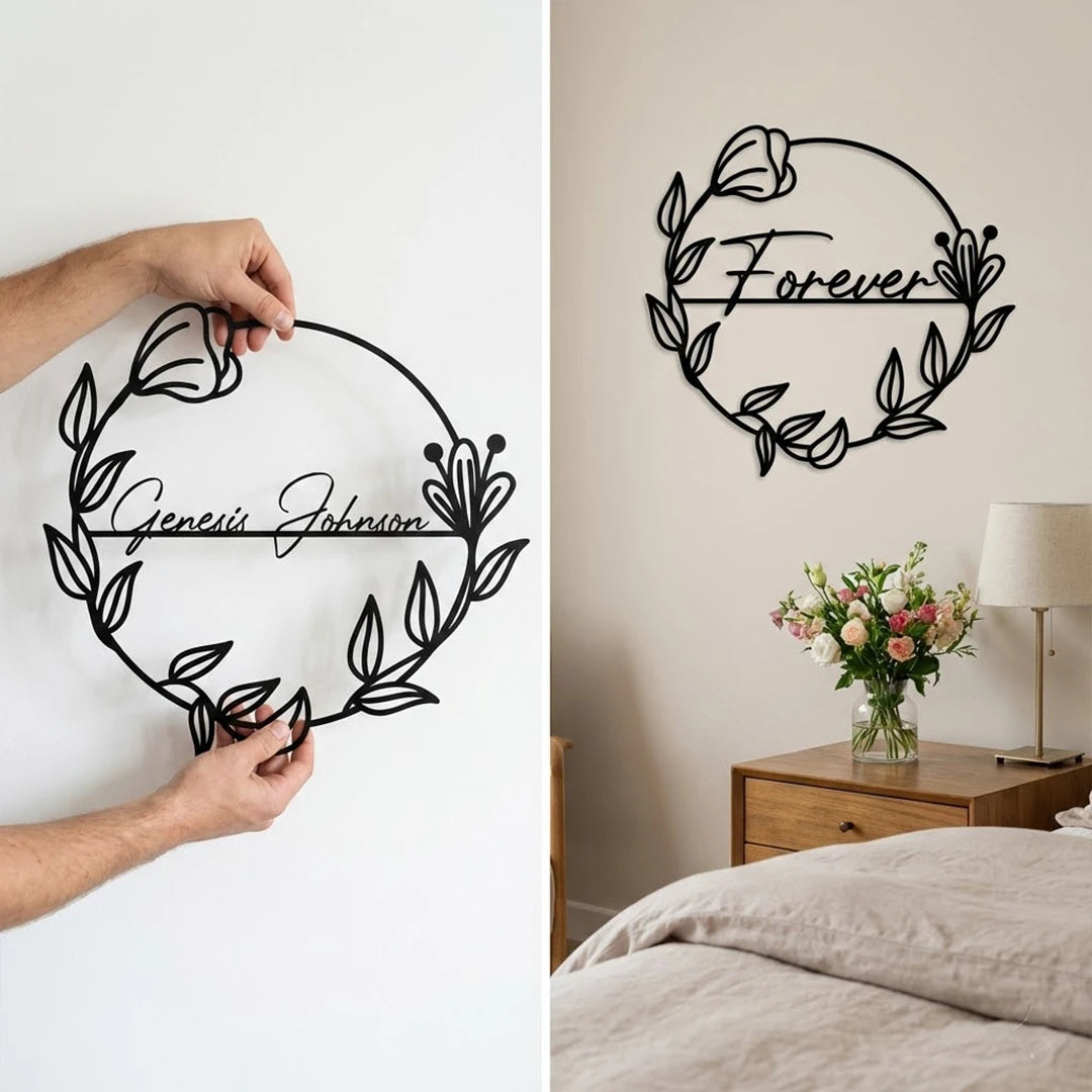 Personalized Floral branch Metal Name Sign