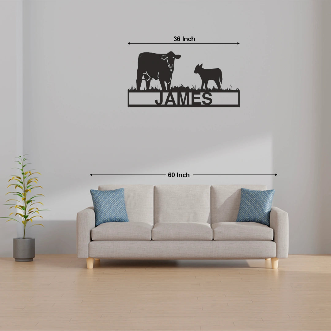 Cow Calf Farm Name Personalized Metal Monogram