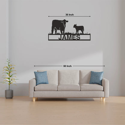 Cow Calf Farm Name Personalized Metal Monogram