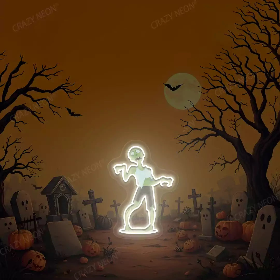 Cemetery Zombie Neon Artwork | Warmwhite