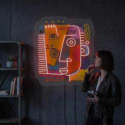 Regal King Abstract Neon Artwork on wall
